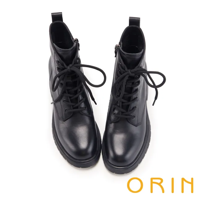 【ORIN】真皮拉鍊綁帶馬丁靴(黑色)
