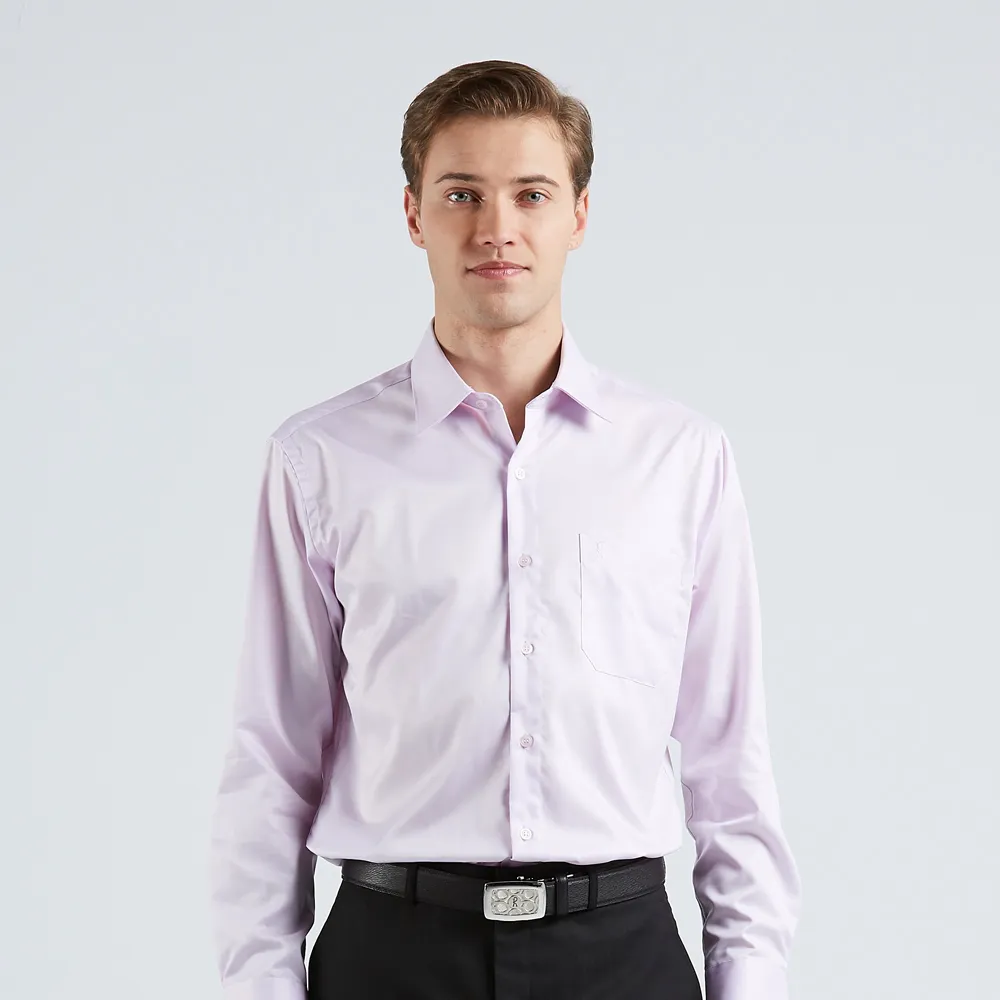 【ROBERTA諾貝達】團購下架-男裝 紫色長袖襯衫-奧地利素材(台灣製 易洗好整理)