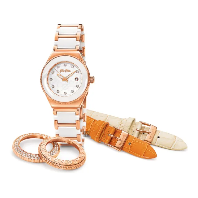 【Folli Follie】官方授權F1 時尚不鏽鋼女錶-28mm-贈高級9入首飾盒(WF13B065BTW-XX)