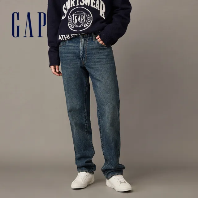 【GAP】男裝 直筒牛仔褲-深藍色(840905)