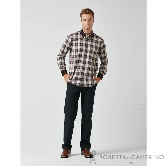 【ROBERTA諾貝達】德國素材 台灣製 品味雅緻 純棉長袖襯衫(咖啡)