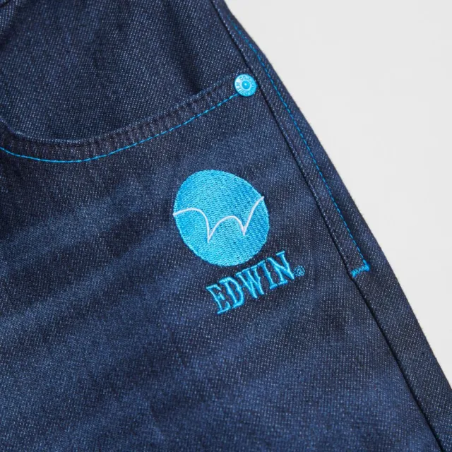 【EDWIN】男裝 EDGE x JERSEYS迦績 超彈力錐形束口牛仔褲(原藍磨)