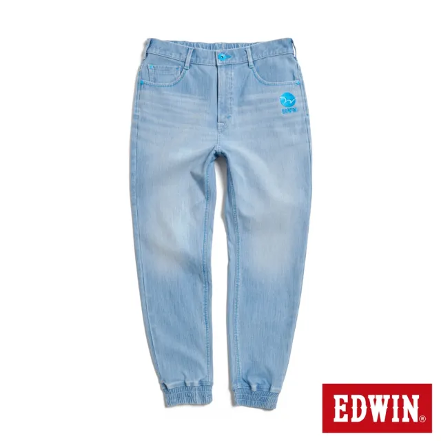 【EDWIN】男裝 EDGE x JERSEYS迦績 超彈力錐形束口牛仔褲(石洗藍)