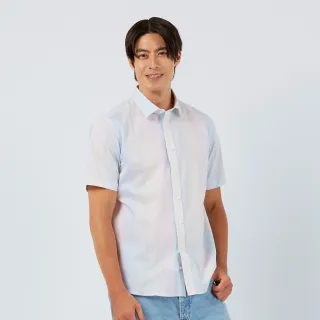 【Blue River 藍河】男裝 花色短袖襯衫-繽紛條紋造型(日本設計 純棉舒適)
