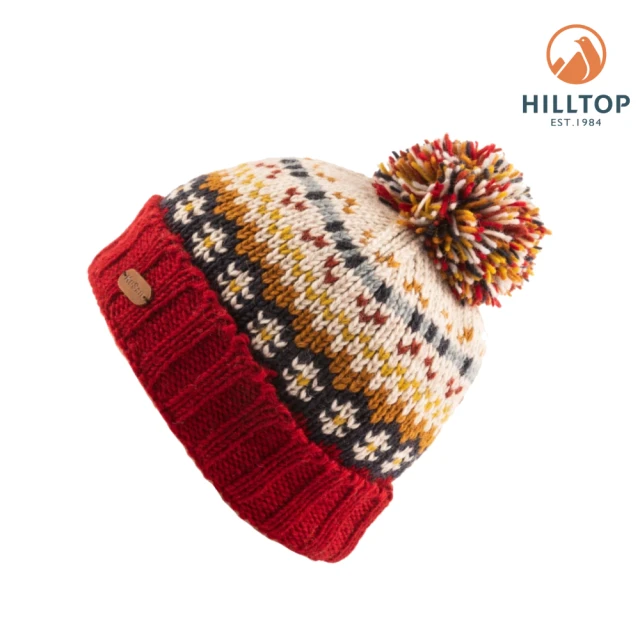 Hilltop 山頂鳥 KuSan 多色針織花紋毛球保暖羊毛帽 紅｜PH41XXZ5KUH0