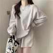 【D.studio】韓版休閒寬鬆長袖運動套裝(長袖上衣+短褲女裝衣服寬鬆上衣顯瘦上衣長恤褲子袖t運動褲 S281)