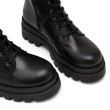 【MISWEAR】黑色真皮綁帶軍靴(歐美個性時尚)