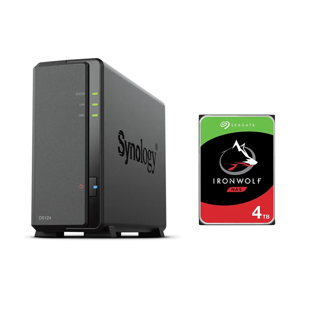 【Synology 群暉科技】搭希捷 4TB x1 ★ DS124 1Bay NAS 網路儲存伺服器