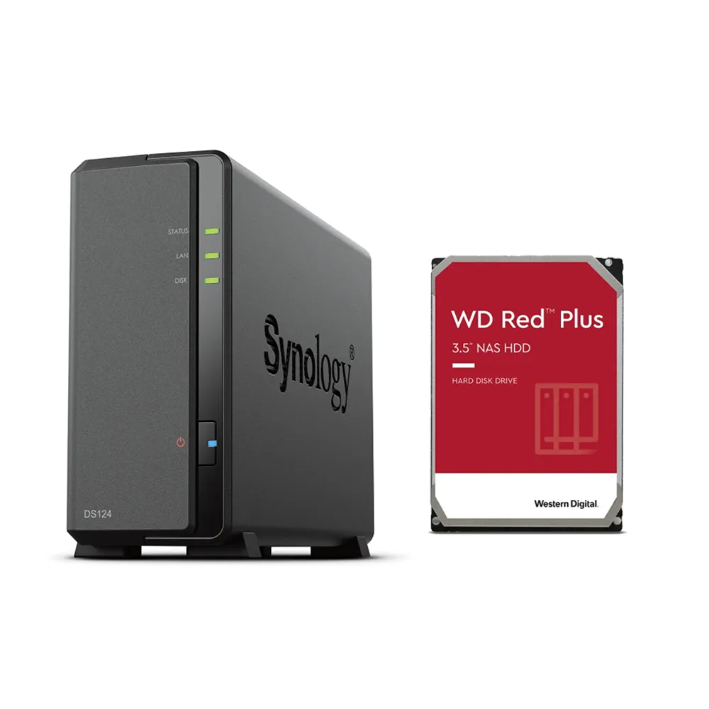 Synology 群暉科技】搭WD 4TB x1 ☆ DS124 1Bay NAS 網路儲存