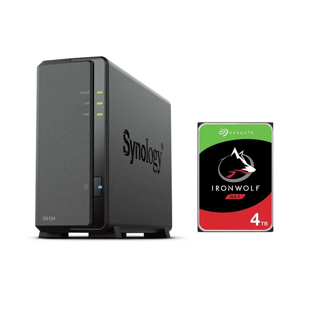 【Synology 群暉科技】搭希捷 4TB x1 ★ DS124 1Bay NAS 網路儲存伺服器