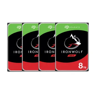 【SEAGATE 希捷】4入組 ★ IronWolf 8TB 3.5吋 7200轉 256MB NAS 內接硬碟(ST8000VN004)