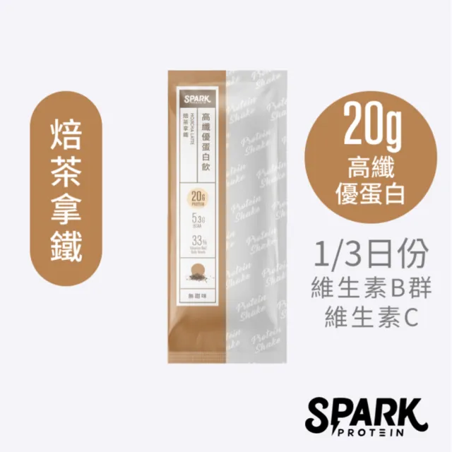 【Spark Protein】高纖乳清蛋白飲10入環保包(焙茶拿鐵 - 無甜味)