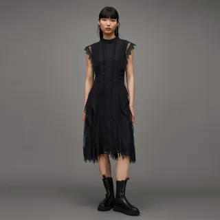 【ALLSAINTS】FREYA 蕾絲微透光中長版洋裝 WD191Z(舒適版型)