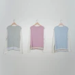 【CUMAR】配色花朵假二件長袖針織衫(藍 粉 灰/魅力商品)