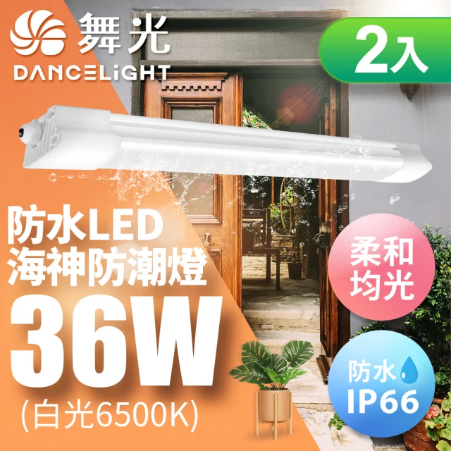 DanceLight 舞光 36W 4尺 LED海神防潮燈 IP66防水 戶外燈具-2入(白光/黃光)