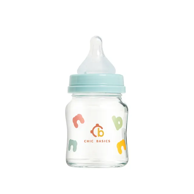 【奇哥官方旗艦】CHIC BASICS玻璃奶瓶5入組-寬口240ml*3+120ml*2(加贈鳳梨酵素奶瓶蔬果慕斯500ML)