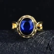 【ANGEL】鵝蛋藍晶寶石華麗彈性開口戒指(藍色)