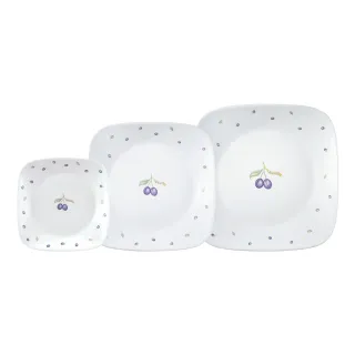 【CorelleBrands 康寧餐具】紫梅3件式方形餐盤組(C09)