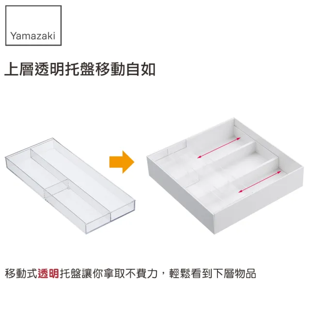【YAMAZAKI】tower伸縮式收納盒-白(廚房收納/抽屜收納/餐具收納/多格收納盒)
