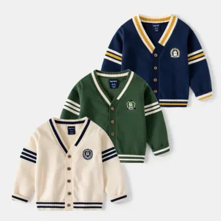 【小衣衫童裝】兒童毛衣外套開衫V領針織韓版童裝上衣(1121102)