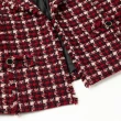 【ILEY 伊蕾】高級小香織紋翻領短版西裝外套(紅色；M-XL；1224064617)