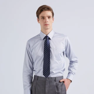 【ROBERTA 諾貝達】台灣製 腰身嚴選 細緻的品味創意 商務長袖襯衫(灰)