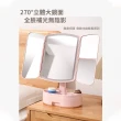 【YOLU】LED補光燈高清化妝鏡 補光梳妝鏡 觸控式美妝鏡 桌面收納鏡 補妝鏡 桌面梳妝檯燈(自帶儲物抽屜)