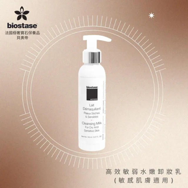 【biostase 貝奧帝】高效敏弱水嫩卸妝乳(150ml;卸妝;卸妝乳;濃妝彩妝;敏感肌;全膚質;保濕;舒緩;敏弱;清爽)