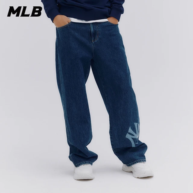 MLB 男版大Logo丹寧牛仔褲 紐約洋基隊(3LDPB0434-50INS)