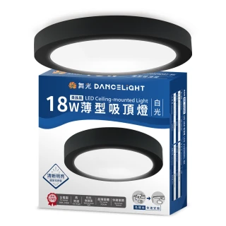 【DanceLight 舞光】超輕薄 1-2坪 18W 大珠吸頂燈-黑框(白光/自然光/黃光)