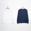 【MASTINA】蕾絲拼接開襟長袖襯衫(深藍 白)