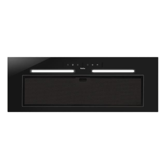 Amica XQ-85F88GTB 隱藏式抽油煙機,採用耐熱強化玻璃與不鏽鋼材質,額定吸力高達950m³/h,提供3段風速調整與電子式按鍵操作,適合臺灣110V/60Hz電壓使用。機體尺寸高256mm x 寬850mm x 深290mm,風管口徑Ø150mm,BSMI許可字號R74158,保固1年,不含安裝,高效除油煙首選! Amica XQ-85F88GTB
