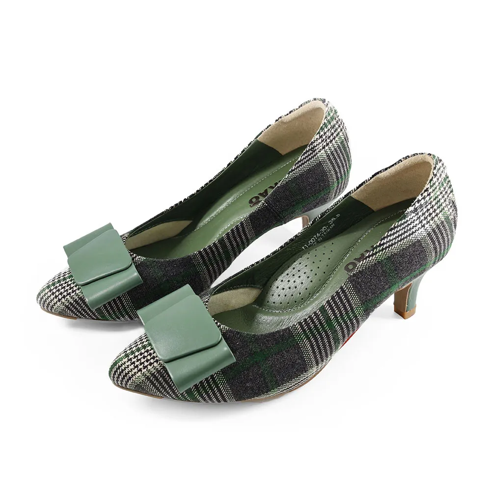 【DK 高博士】知性淑女 格紋 氣墊高跟鞋 71-0074-30(綠色)
