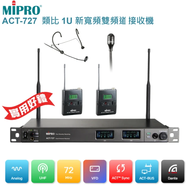 MIPRO MA-200D 配2領夾式無線麥克風(手提肩掛式