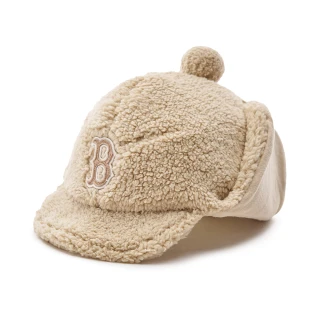 【MLB】童裝 毛絨遮耳帽 護耳棒球帽 雷鋒帽 FLEECE飛行帽 波士頓紅襪隊(7AWMB0236-43BGL)