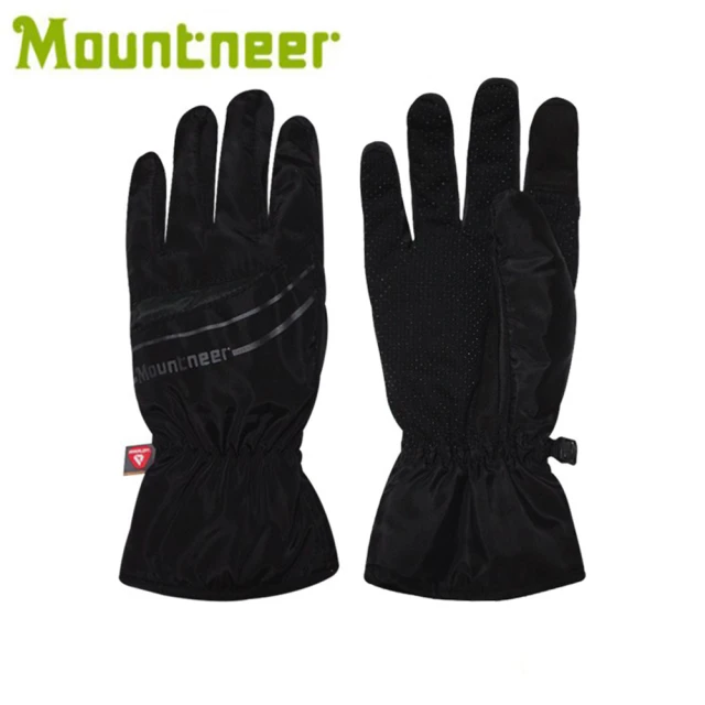 【Mountneer 山林】PRIMALOFT防水觸控手套《黑/灰》12G08/防風/透氣/保暖(悠遊山水)