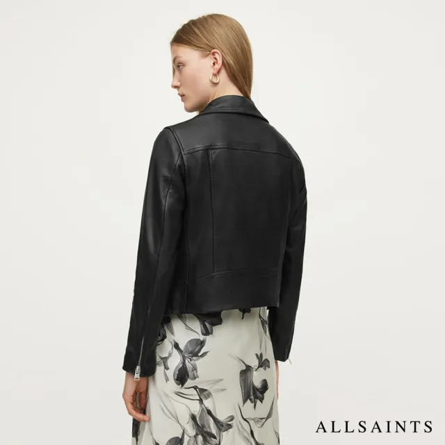 【ALLSAINTS】DALBY 經典簡約雙口袋不對稱皮革騎士皮衣外套-黑 WL004N(修身版型)