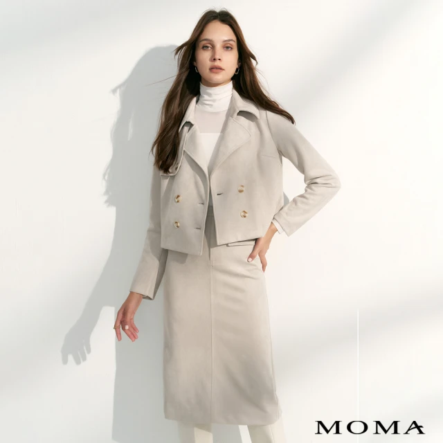 MOMA 質感麂皮短版風衣(灰色)品牌優惠