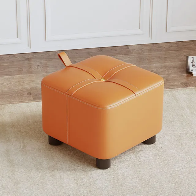 【Mega】超值2入 摩登科技皮革時尚小矮凳 方形換鞋凳(小凳子 小椅 沙發凳 椅凳 輕巧手提設計)