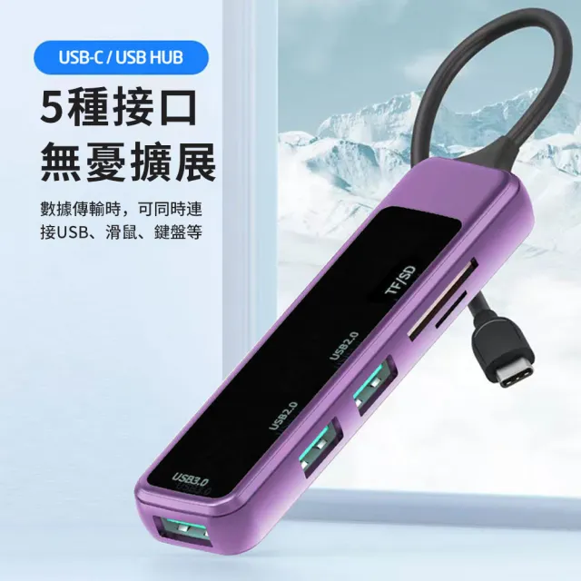 【限時優惠】Type-C/USB 五合一多功能轉接頭 筆電傳輸轉接器 集線器 USB3.0轉接頭(TF/SD/USB2.0/USB3.0)