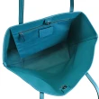 【COACH】經典C字LOGO印花大肩背包購物包托特包(卡其/藍綠)