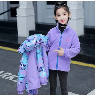女童頂級外套(耐寒-30度 衝鋒外套 兒童雪衣 滑雪 哈爾濱 北海道 爬山 極地 防寒 保暖 防潑水)