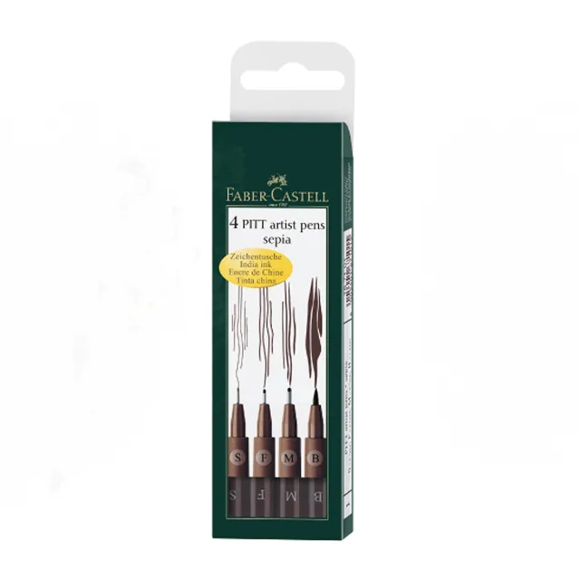【Faber-Castell】輝柏 藝術家專用PITT藝術筆S.F.M.B.4入深褐色 / 套 167101