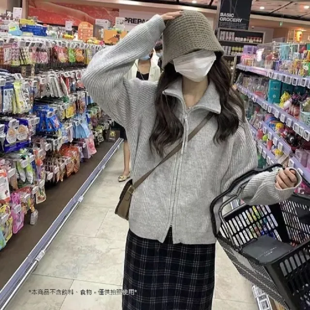 【AS 假日泳裝】女裝 雙開頭 雙拉鍊 高領 毛衣 外套 秋冬上衣 針織毛衣 女生衣服 保暖 DR399