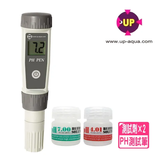 【UP 雅柏】PH測試筆 附校正液二瓶可雙點校正(ph7.0、ph4.0)準確度更高/防水(適用水族用途淡.海水可)