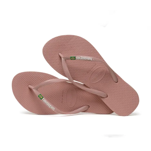 【havaianas 哈瓦仕】拖鞋 女鞋 夾腳拖 巴西 國旗 Slim Brasil 番紅花 4140713-3544U