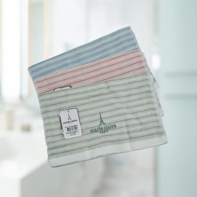 美麗佳人橫條色織精鏽童巾-M7701-KT-6條(童巾)