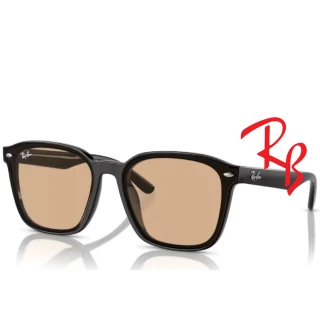 【RayBan 雷朋】亞洲版 時尚太陽眼鏡 舒適加高鼻翼設計 RB4392D 601/93 黑框抗UV淺棕鏡片 公司貨