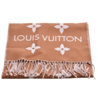 【Louis Vuitton 路易威登】M78935 Essential系列Monogram織花羊毛流蘇圍巾(榛子色)