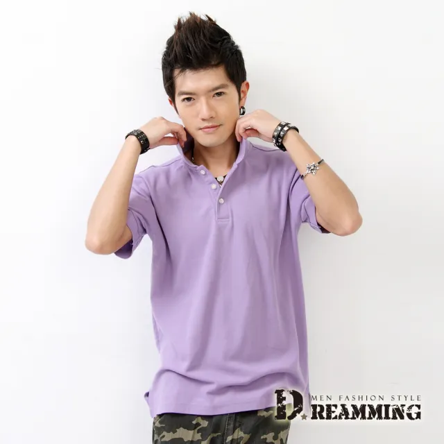 【Dreamming】美式素面網眼短袖POLO衫(深紫/地中藍/淺紫)